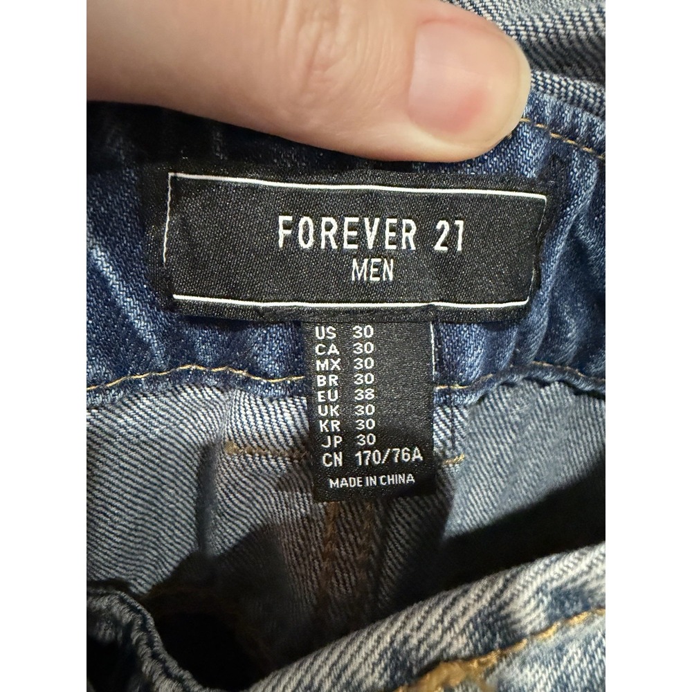 Mens Forever 21 Distressed‎ Denim Jeans Bib Overalls Size 30 Measurements 34x30 - Picture 4 of 6